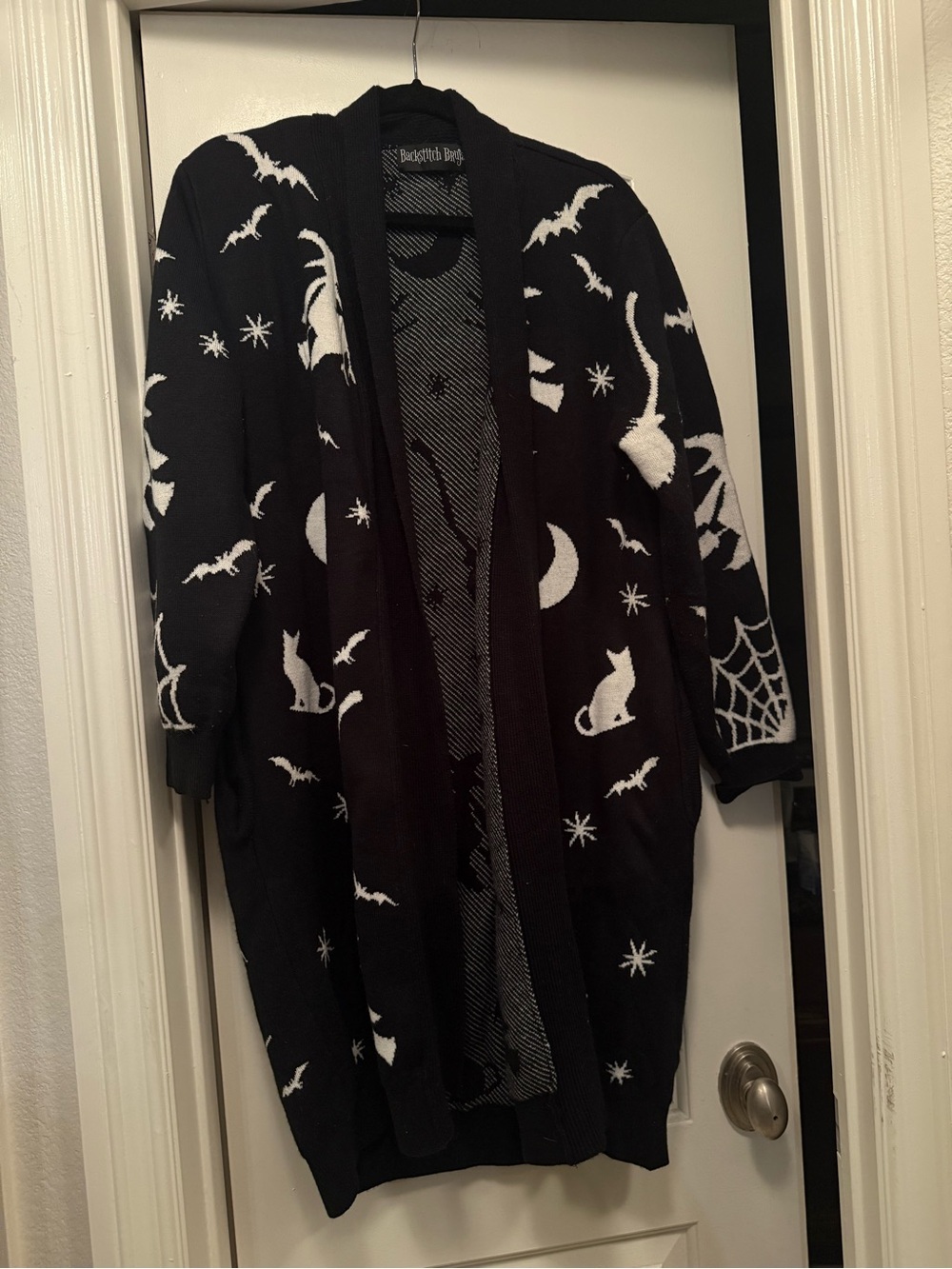 Black Moon & Cat Open-Front Cardigan Sweater